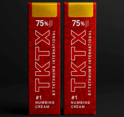 2 PACK TKTX Rojo 75% – Crema para el cuidado de la piel antes del tatuaje