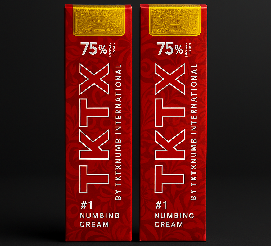 2 PACK TKTX Rojo 75% – Crema para el cuidado de la piel antes del tatuaje