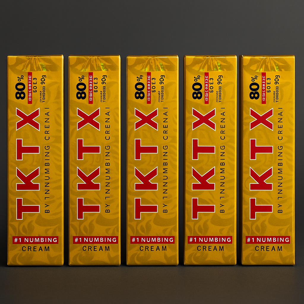 5 PACK TKTX Gold 80% – Crema para el cuidado de la piel antes del tatuaje