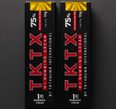 2 PACK TKTX Negra 75% – Crema para el cuidado de la piel antes del tatuaje