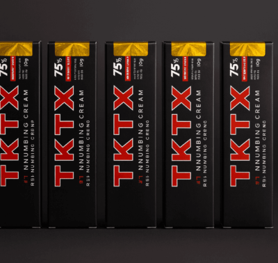 5 PACK TKTX Negra 75% – Crema para el cuidado de la piel antes del tatuaje